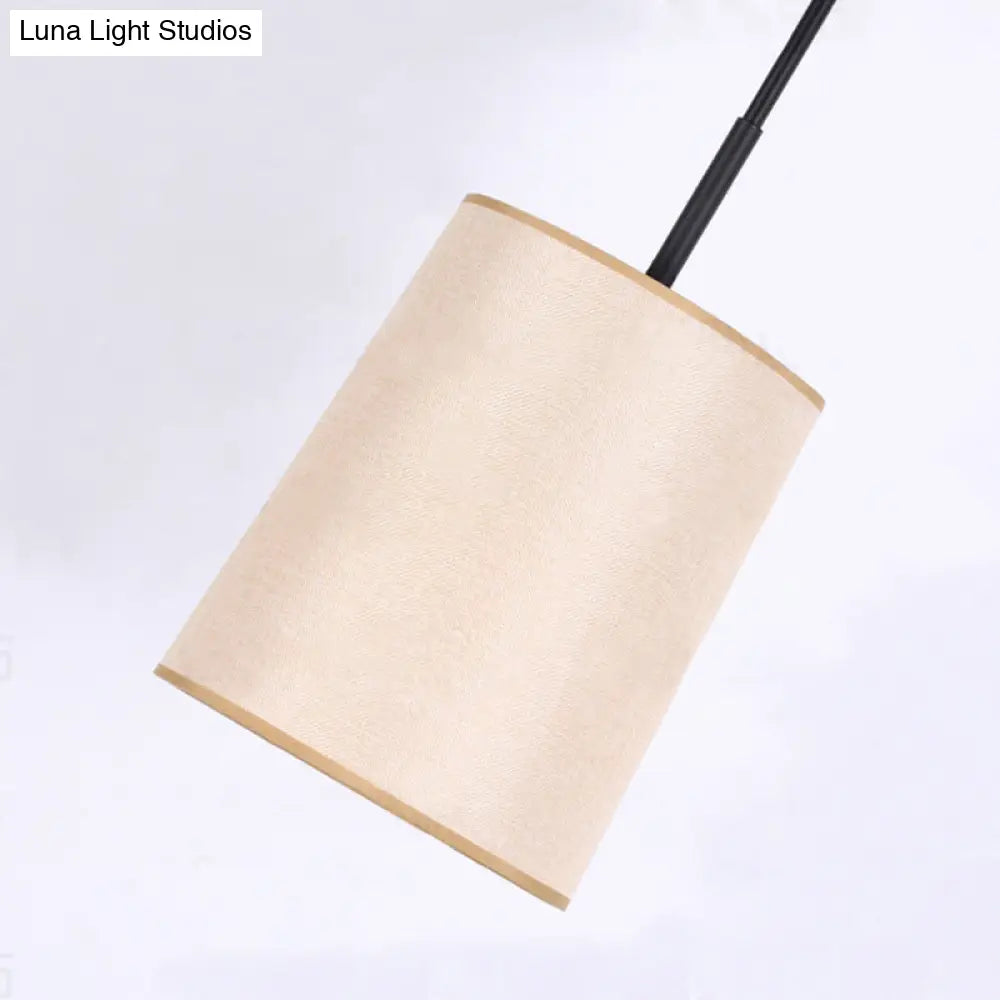 Classic White Fabric Cylinder Led Pendant Light - Bedroom Hanging Lamp