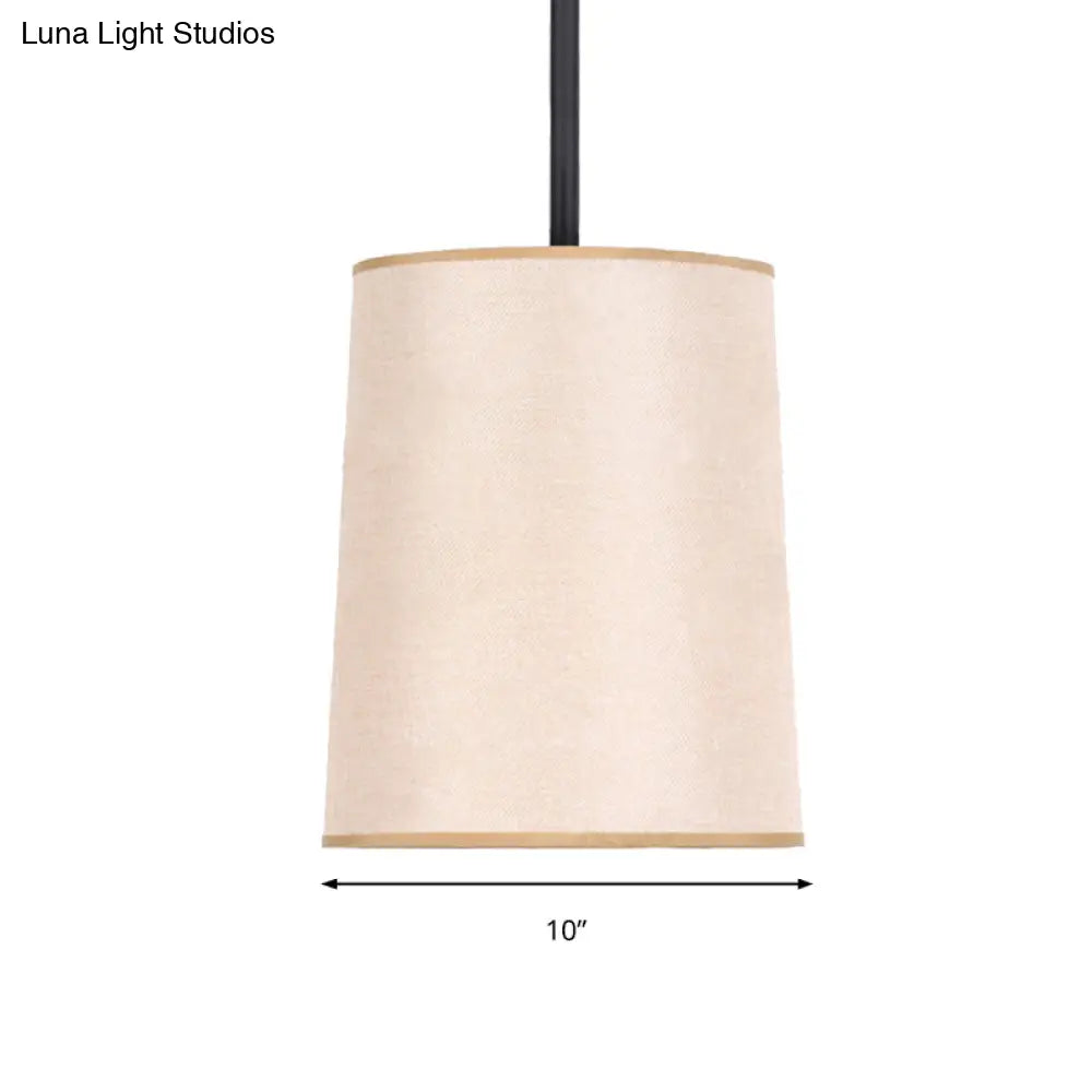 Classic White Fabric Cylinder Led Pendant Light - Bedroom Hanging Lamp