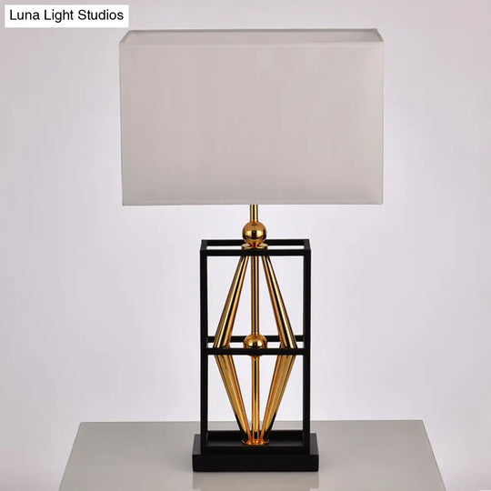 Classical White Desk Lamp With Fabric Shade - Perfect Bedroom Table Light