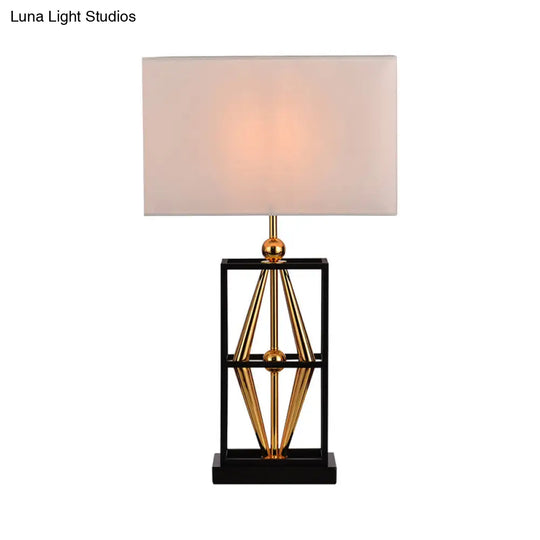 Classical White Desk Lamp With Fabric Shade - Perfect Bedroom Table Light