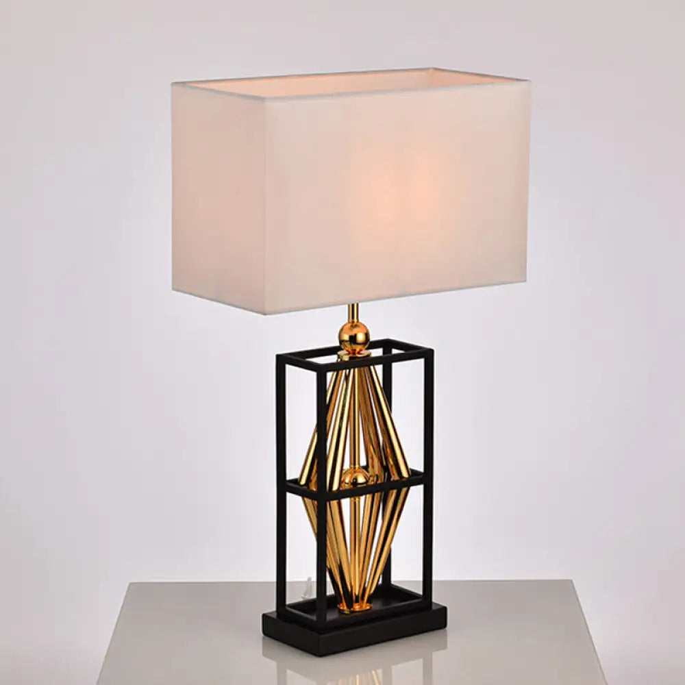 Classical White Desk Lamp With Fabric Shade - Perfect Bedroom Table Light Black