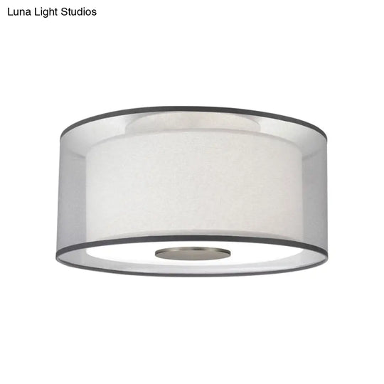 Classical White Fabric Drum Flush Mount Lamp - 4 Lights Ceiling Light Fixture 16’/19.5”/23.5’ Wide