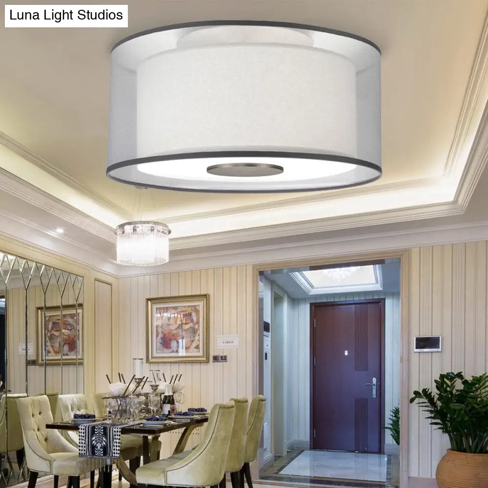 Classical White Fabric Drum Flush Mount Lamp - 4 Lights Ceiling Light Fixture 16’/19.5”/23.5’ Wide