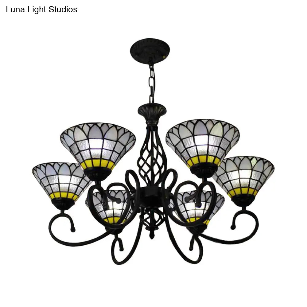 Clear Bell Chandelier With 6 Lights For Retro Loft Living Rooms