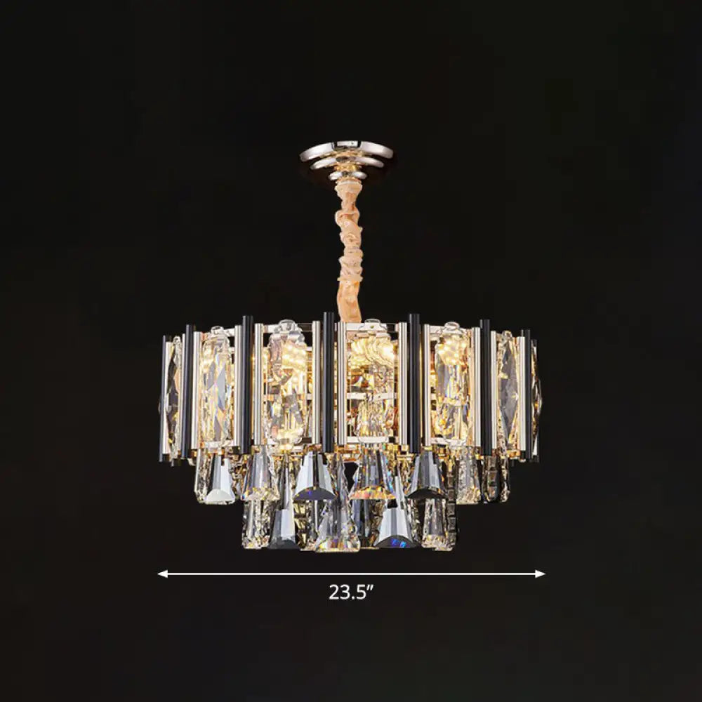Clear Beveled Crystal Modern Layered Chandelier - Elegant Suspension Lighting For Living Rooms 11 /