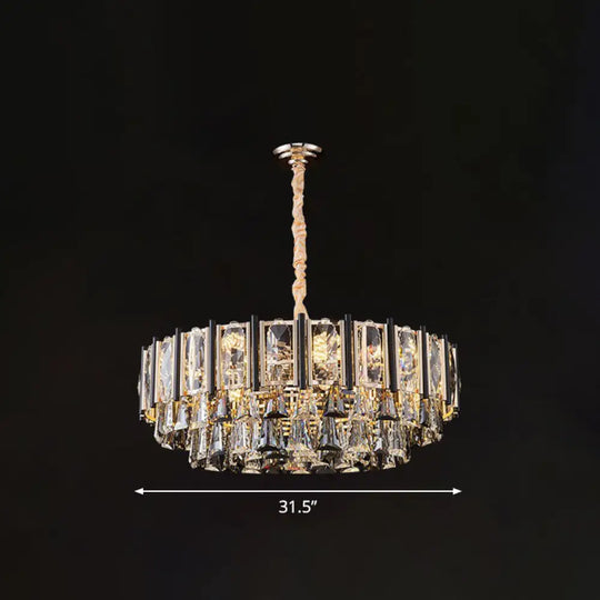 Clear Beveled Crystal Modern Layered Chandelier - Elegant Suspension Lighting For Living Rooms 15 /