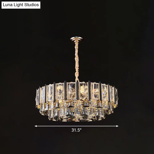 Clear Crystal Layered Chandelier - Modern Suspension Lighting For Living Room 15 /