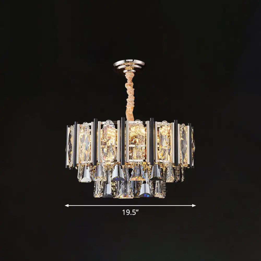 Clear Beveled Crystal Modern Layered Chandelier - Elegant Suspension Lighting For Living Rooms 8 /