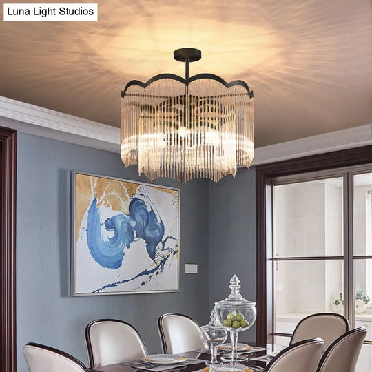 Blue Crystal Dining Room Chandelier Light With Round Design Clear