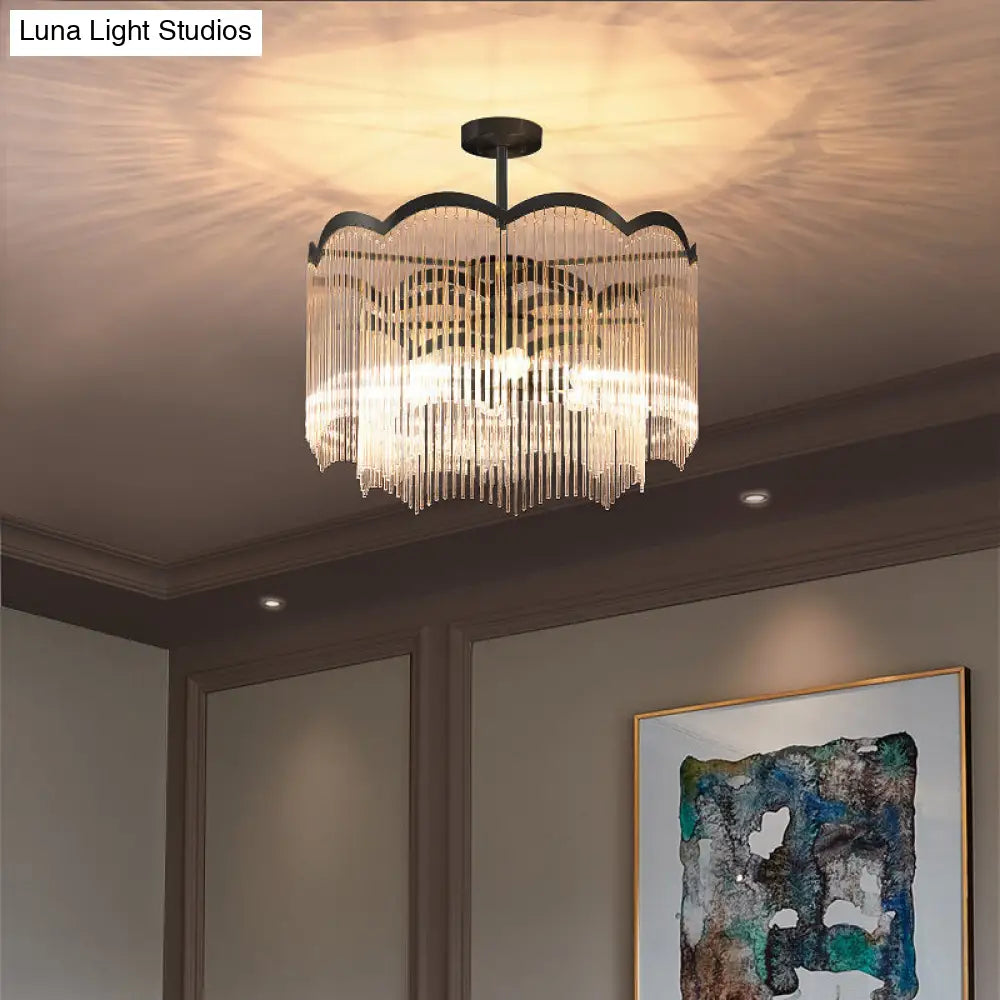 Blue Crystal Dining Room Chandelier Light With Round Design