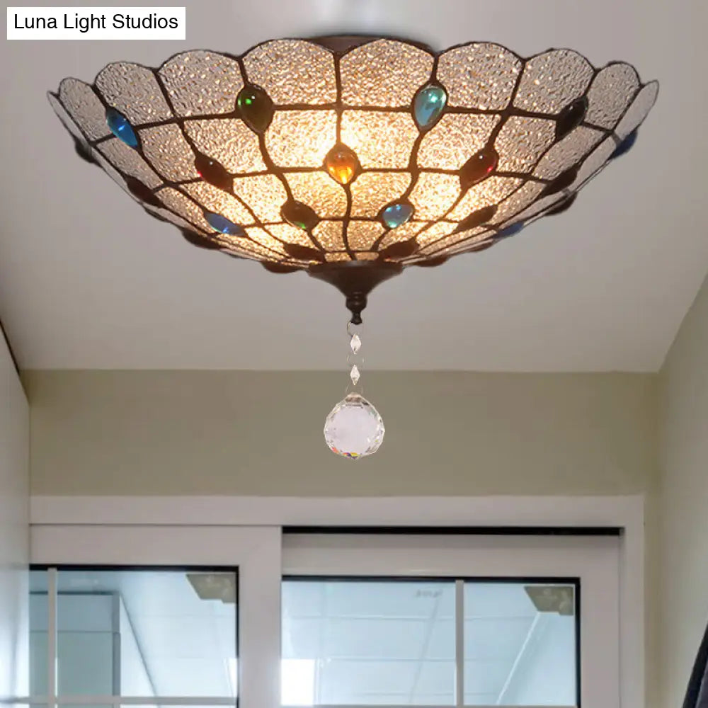 Clear Bubble Glass Flush Mount Tiffany Ceiling Lighting – Jeweled 2/3/4 Lights Ideal For Dining