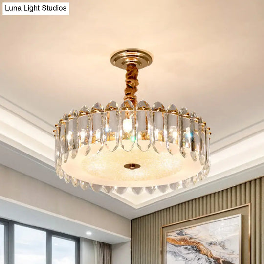 Modern 6-Light Clear Crystal Chandelier For Bedroom - Hanging Lamp Fixture