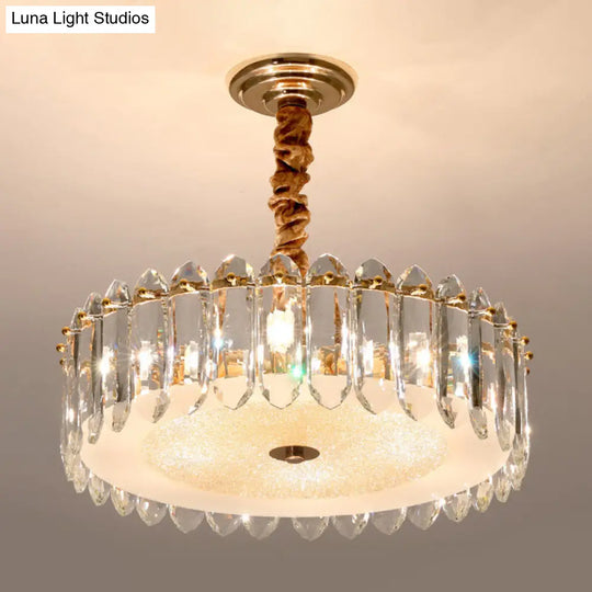 Modern 6-Light Clear Crystal Chandelier For Bedroom - Hanging Lamp Fixture