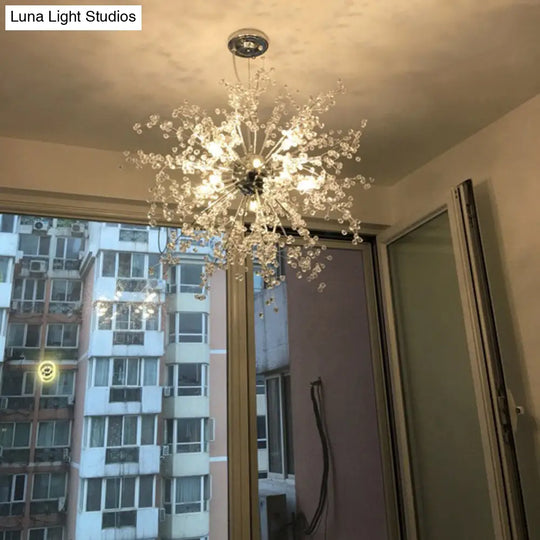 Clear Crystal Firework Shade Chandelier - 8/12 Light Indoor Ceiling Fixture Contemporary Lighting