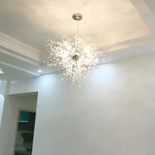 Clear Crystal Firework Shade Chandelier - 8/12 Light Indoor Ceiling Fixture Contemporary Lighting 8