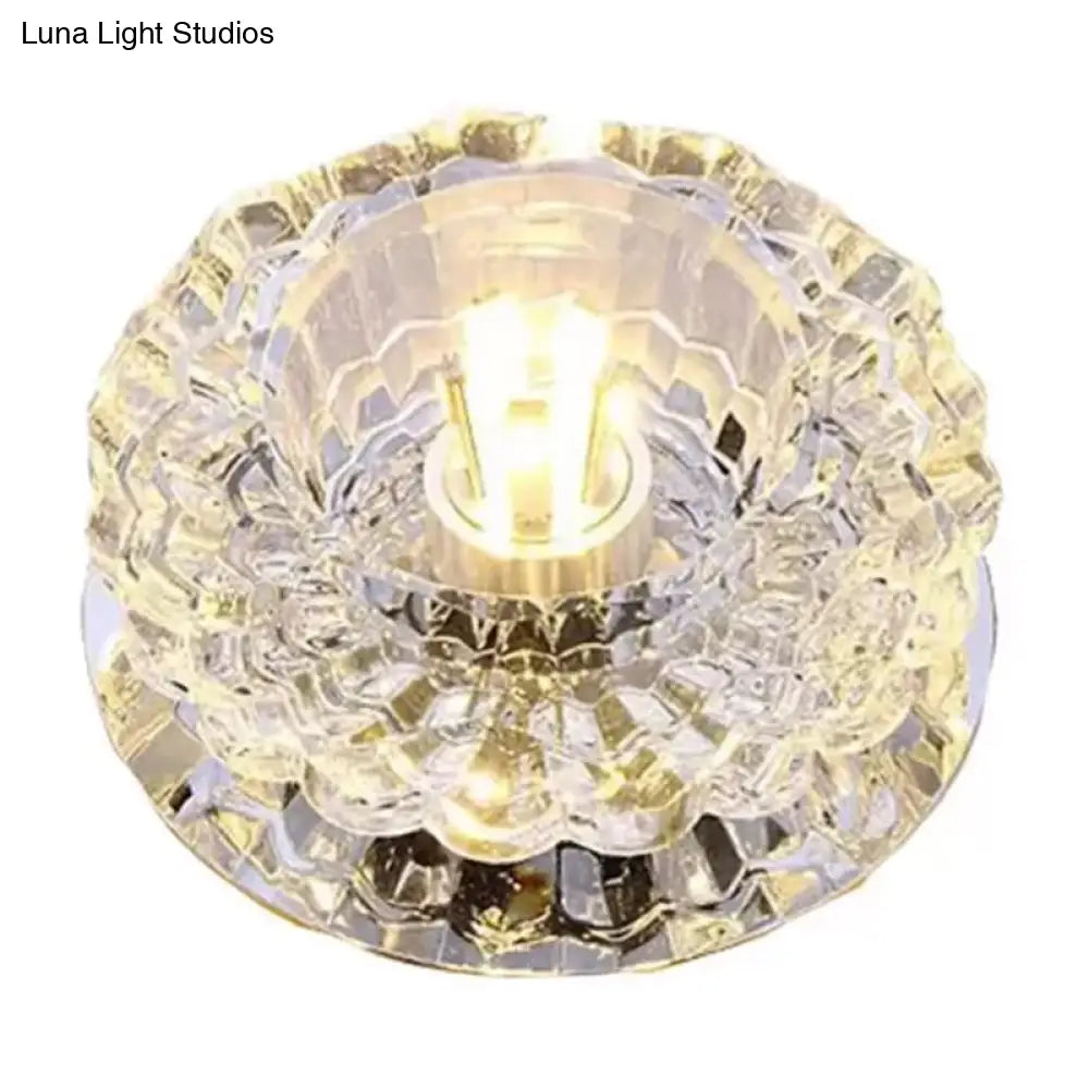 Clear Crystal Floral Flush Mount Ceiling Fixture