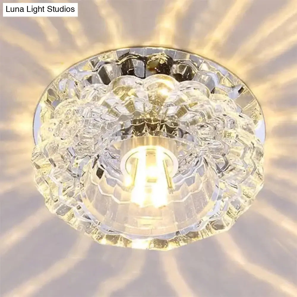 Clear Crystal Floral Flush Mount Ceiling Fixture