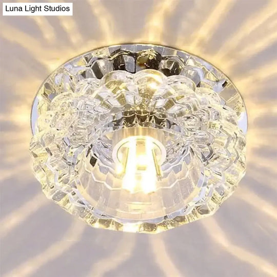 Clear Crystal Floral Flush Mount Ceiling Fixture