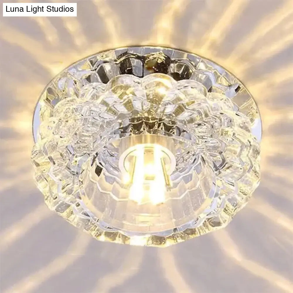 Clear Crystal Floral Flush Mount Ceiling Fixture