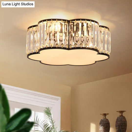 Clear Crystal Floral Flush Mount Ceiling Light For Living Room