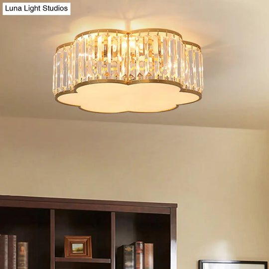 Clear Crystal Floral Flush Mount Ceiling Light For Living Room Gold / 15.5