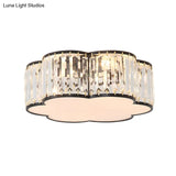 Clear Crystal Floral Flush Mount Ceiling Light For Living Room