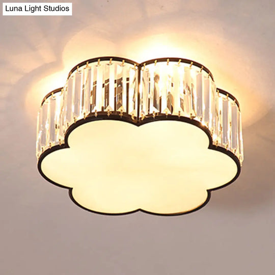 Clear Crystal Floral Flush Mount Ceiling Light For Living Room