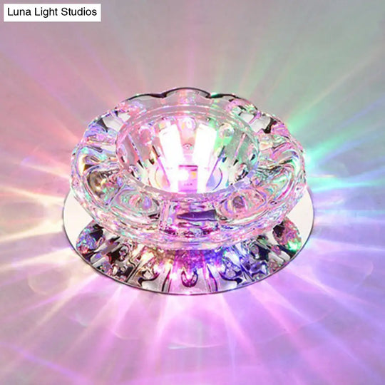 Clear Crystal Flower Led Flush Mount Light For Hallway Ceiling