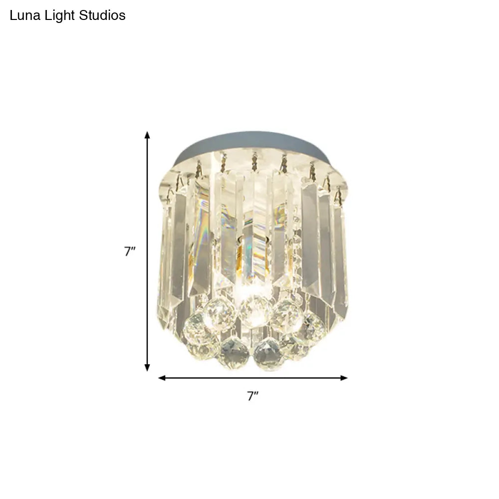 Clear Crystal Flush Mount Ceiling Light In White For Luxurious Foyer Décor
