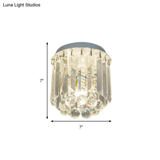 Clear Crystal Flush Mount Ceiling Light In White For Luxurious Foyer Décor