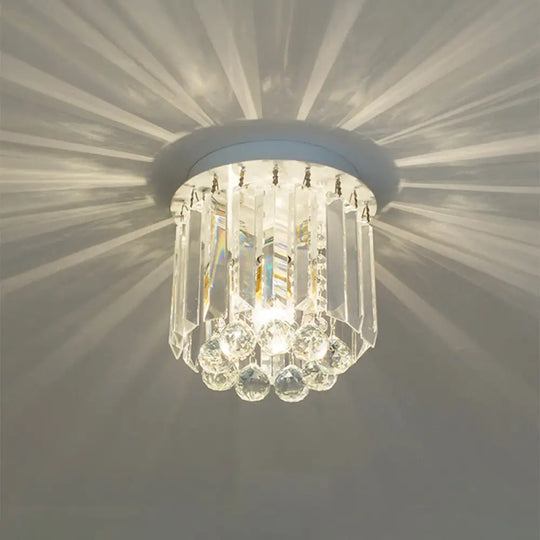 Clear Crystal Flush Mount Ceiling Light In White For Luxurious Foyer Décor