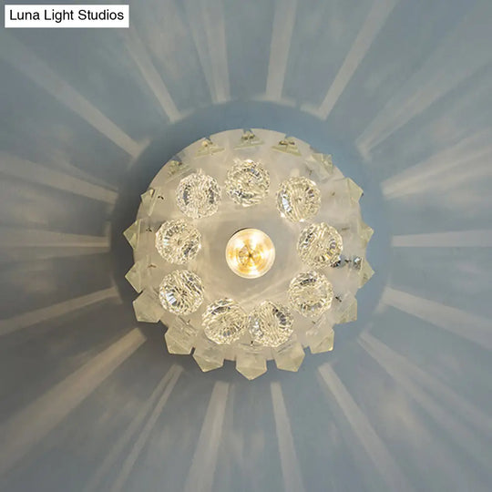 Clear Crystal Flush Mount Ceiling Light In White For Luxurious Foyer Décor