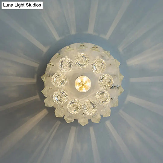 Clear Crystal Flush Mount Ceiling Light In White For Luxurious Foyer Décor