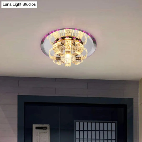 Clear Crystal Flush Mount Ceiling Light - Round Fixture