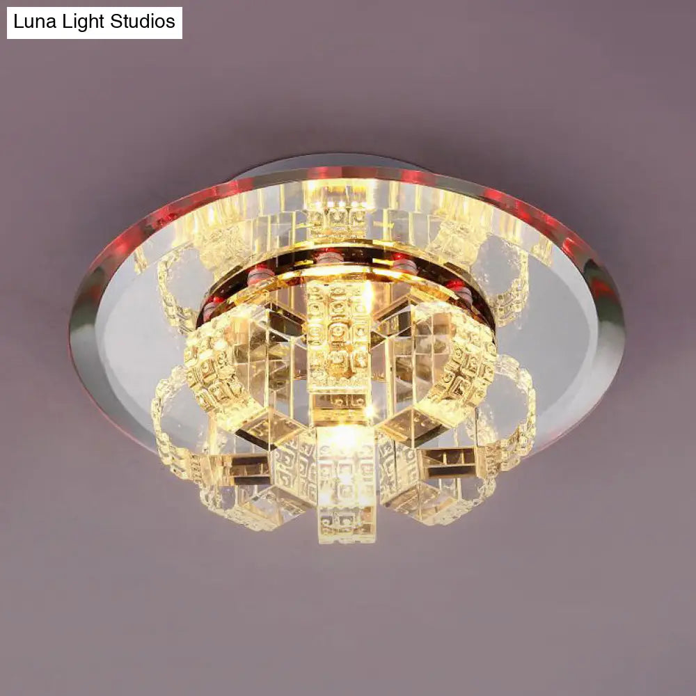 Clear Crystal Flush Mount Ceiling Light - Round Fixture