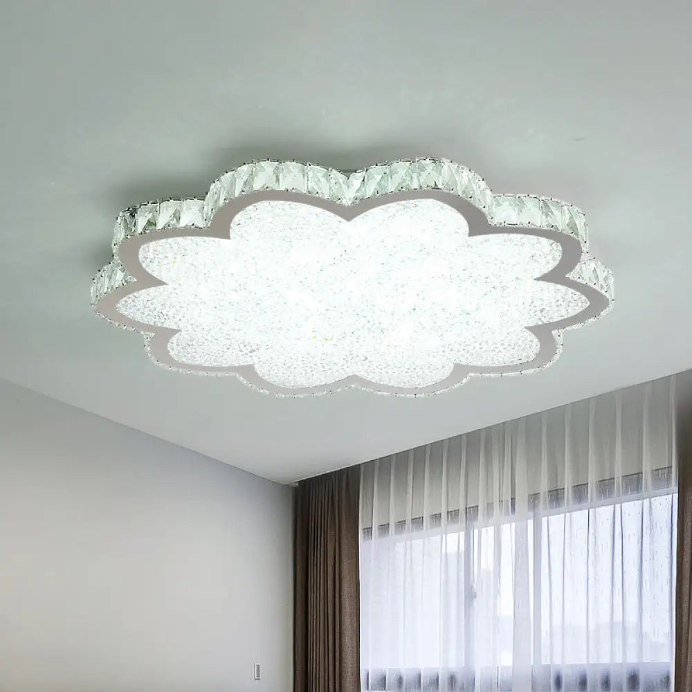 Clear Crystal Flush Mount Led Ceiling Light Fixture - Sleek Minimalist Design