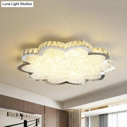 Clear Crystal Flush Mount Led Ceiling Light Fixture - Sleek Minimalist Design