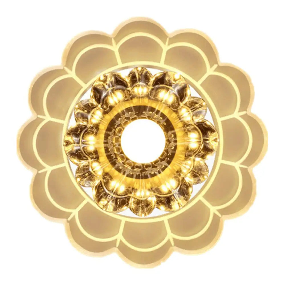 Clear Crystal Hallway Led Flush Ceiling Light Modern Blossom Shape For A Stylish Look