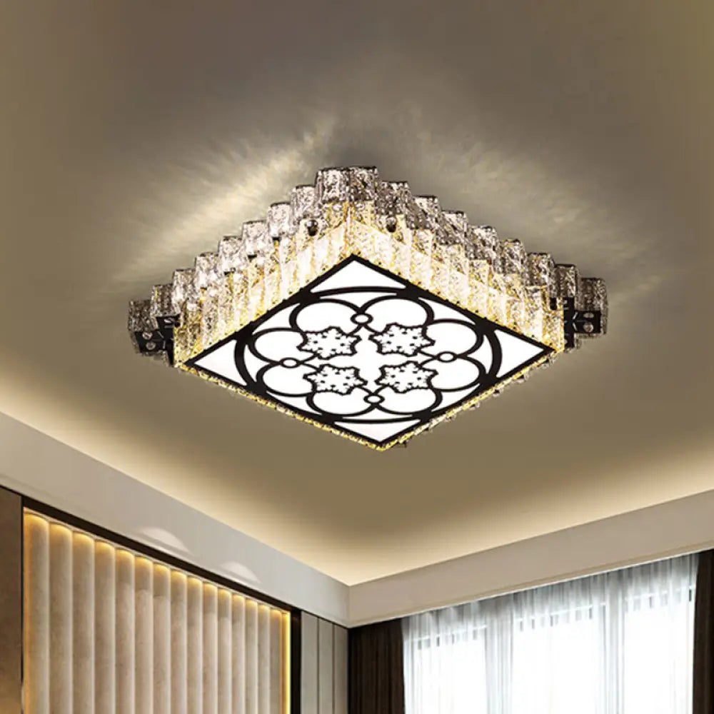 Clear Crystal Led Bedroom Flushmount Ceiling Light