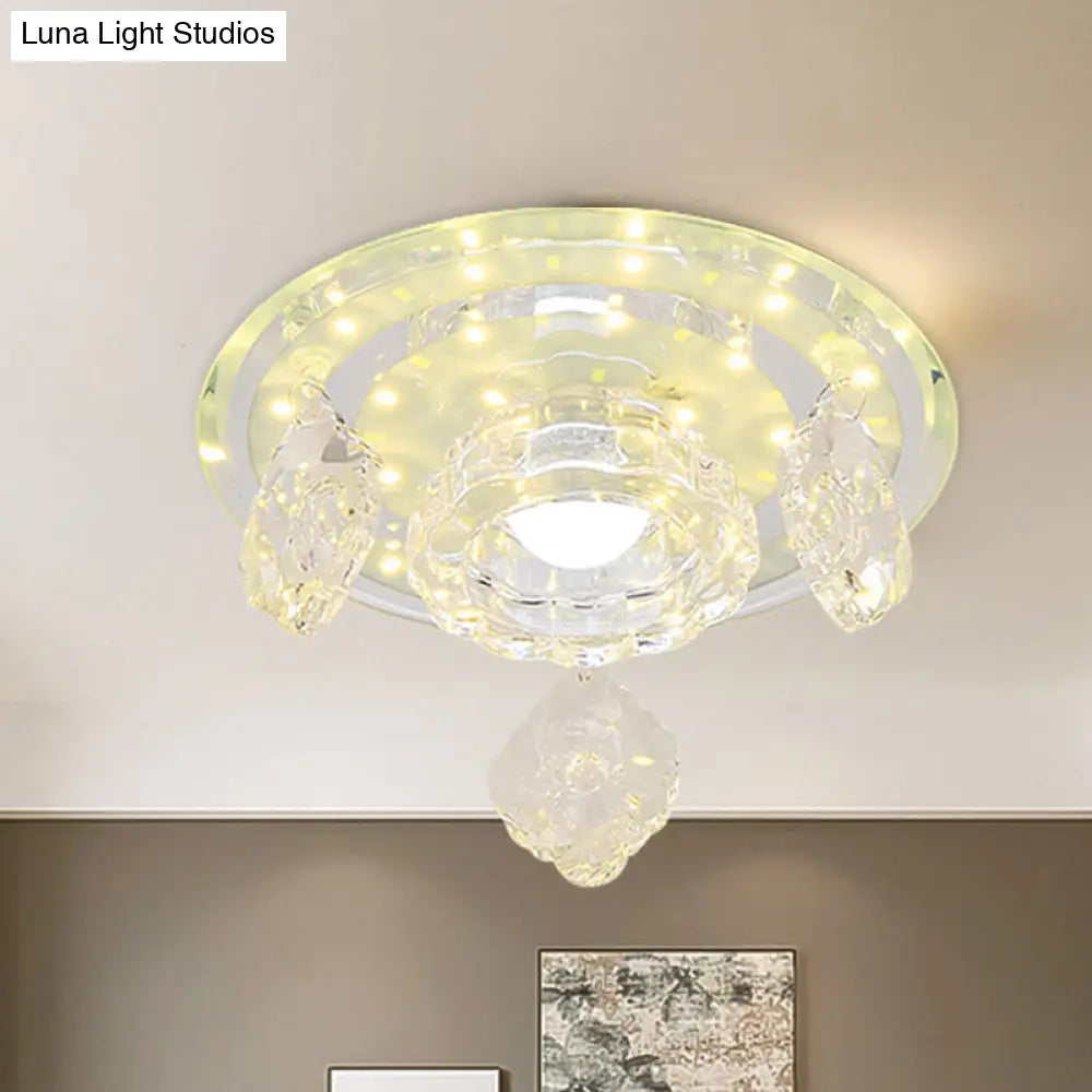 Clear Crystal Led Ceiling Light For Modernist Foyer - Flush Mount Fixture