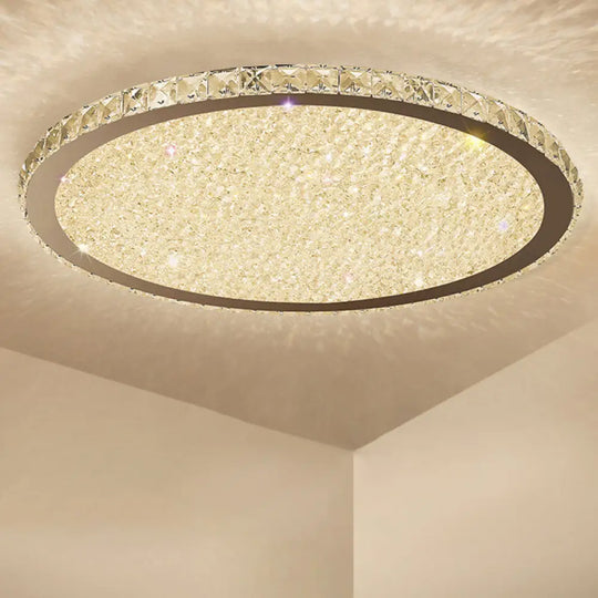 Clear Crystal Led Ceiling Light With Stainless - Steel Artistic Design / 14’ Remote Control