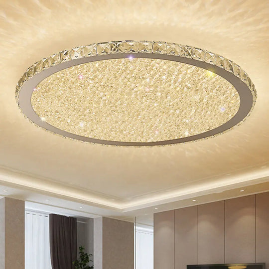 Clear Crystal Led Ceiling Light With Stainless - Steel Artistic Design / 14’ Warm