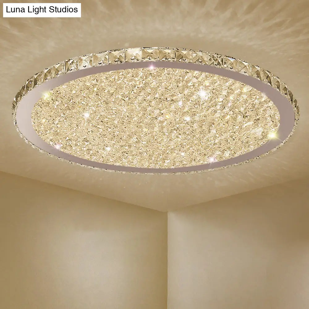 Clear Crystal Led Ceiling Light With Stainless - Steel Artistic Design