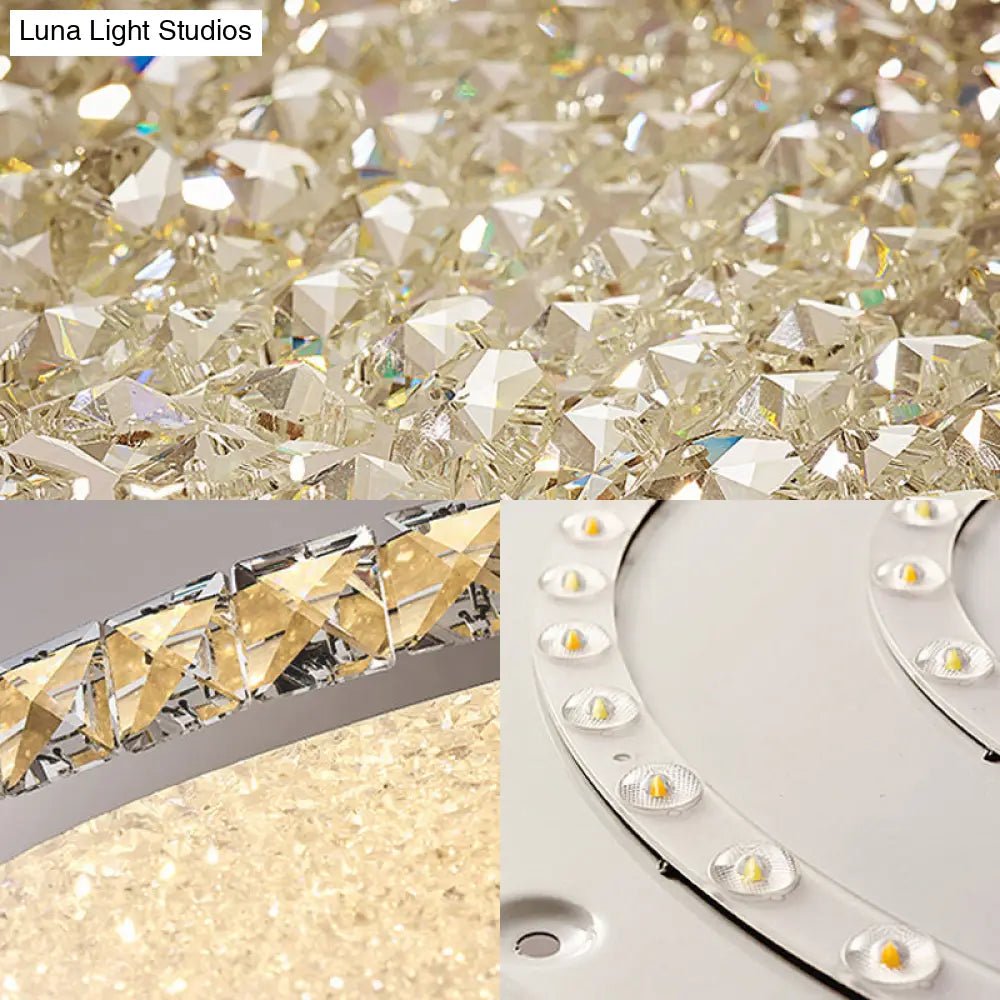 Clear Crystal Led Ceiling Light With Stainless - Steel Artistic Design