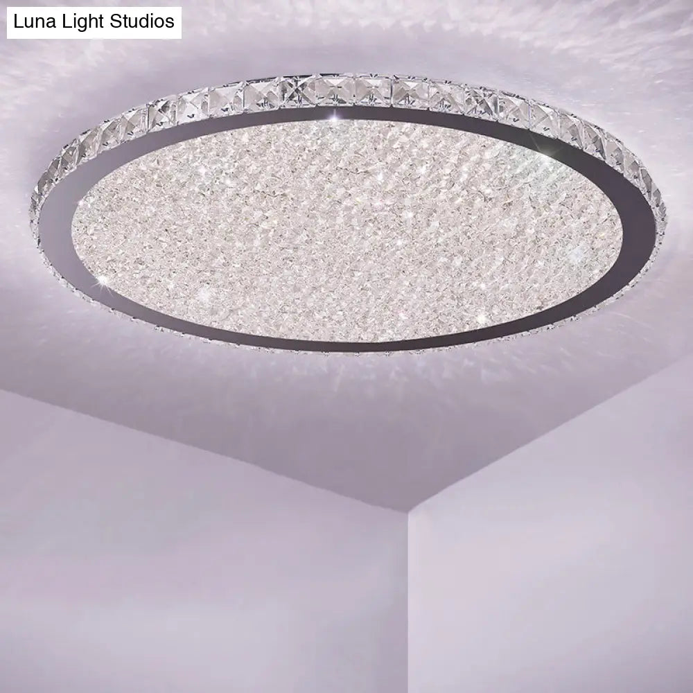 Clear Crystal Led Ceiling Light With Stainless-Steel Artistic Design / 14 White