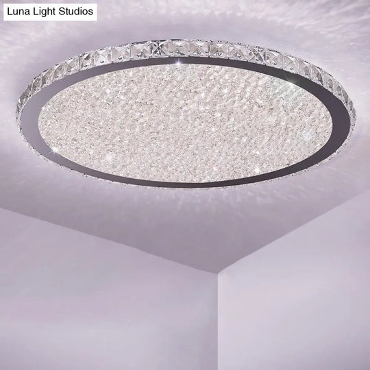 Clear Crystal Led Ceiling Light With Stainless-Steel Artistic Design / 14 White