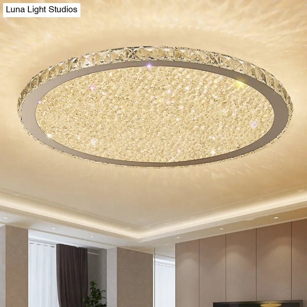 Clear Crystal Led Ceiling Light With Stainless-Steel Artistic Design / 14 Warm