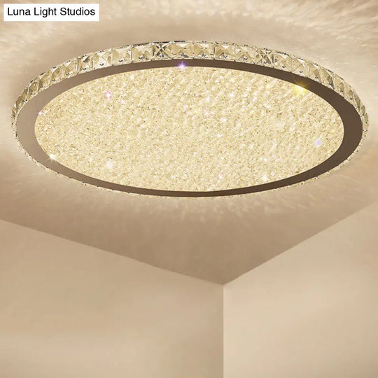 Clear Crystal Led Ceiling Light With Stainless-Steel Artistic Design / 14 Remote Control Stepless