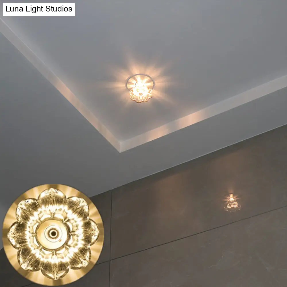 Clear Crystal Led Ceiling Mounted Flush Light For Corridors