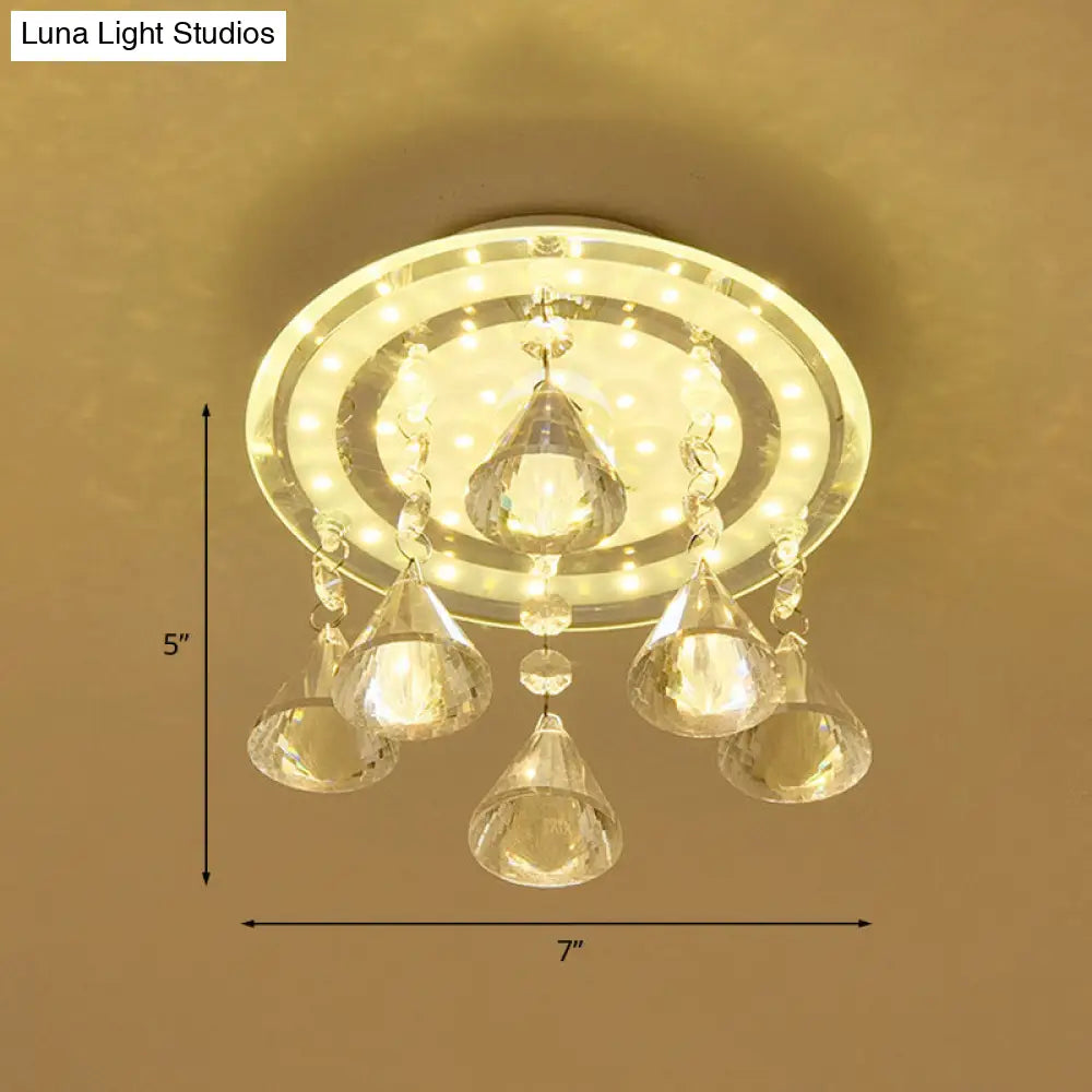 Clear Crystal Led Flush Mount Ceiling Lamp For Hallways